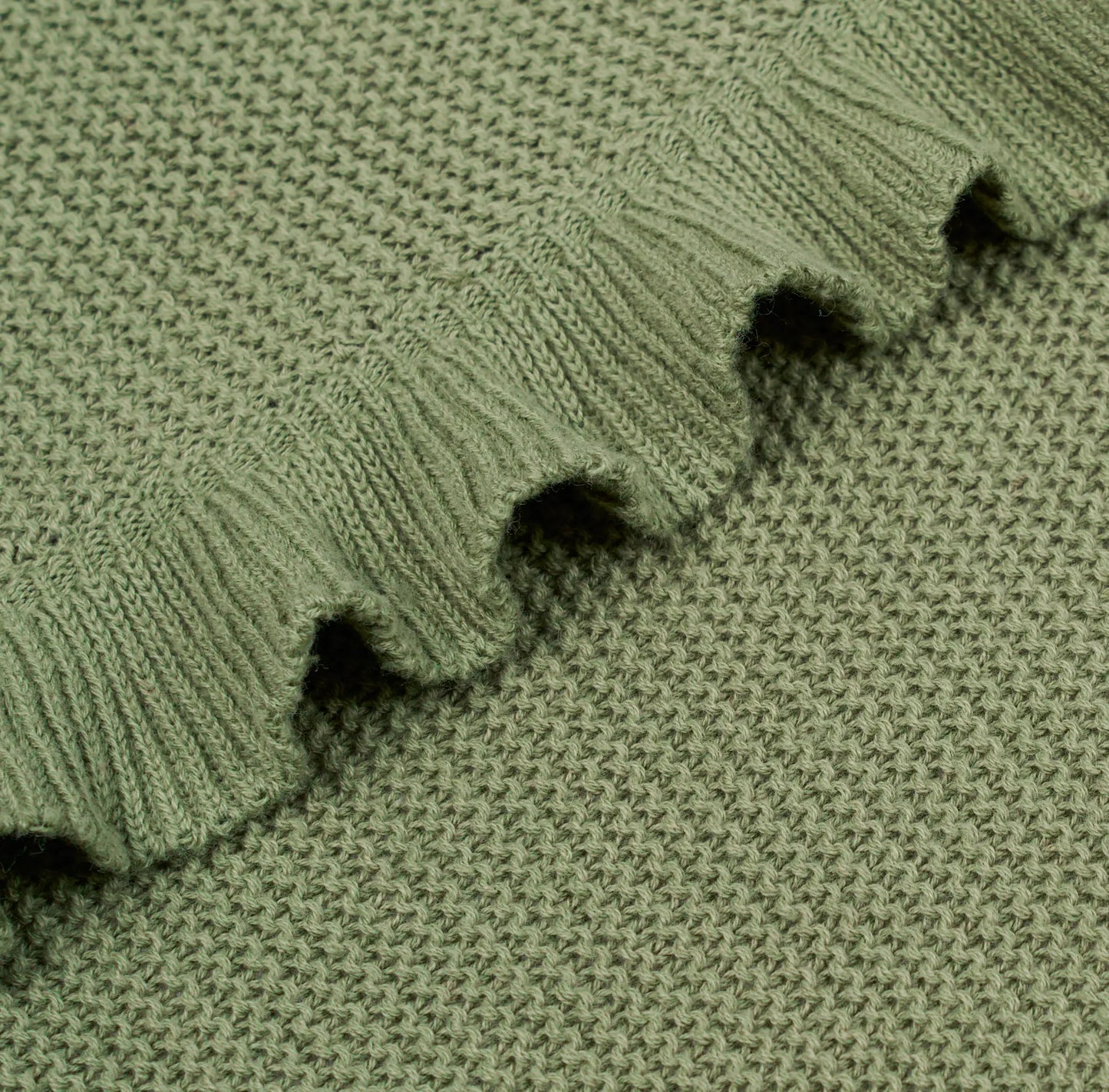Ruffled Edge Knit Baby Blanket in Sage Green