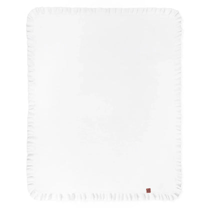 Ruffled Edge Knit Baby Blanket in White