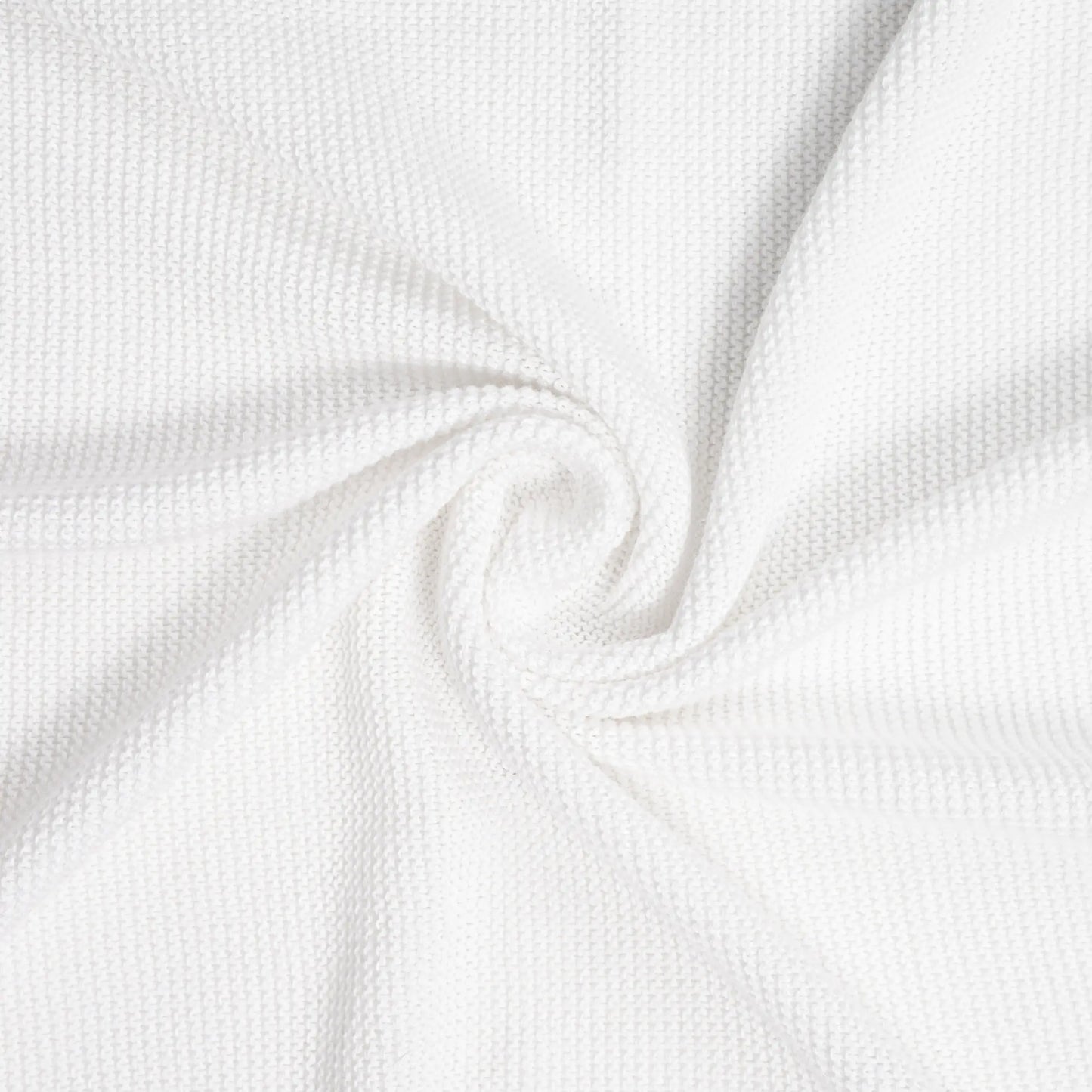 Ruffled Edge Knit Baby Blanket in White