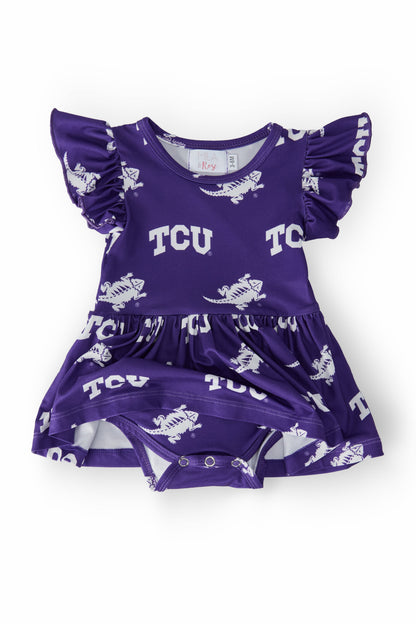 TCU Purple Frog S/S Flutter Twirl Bodysuit