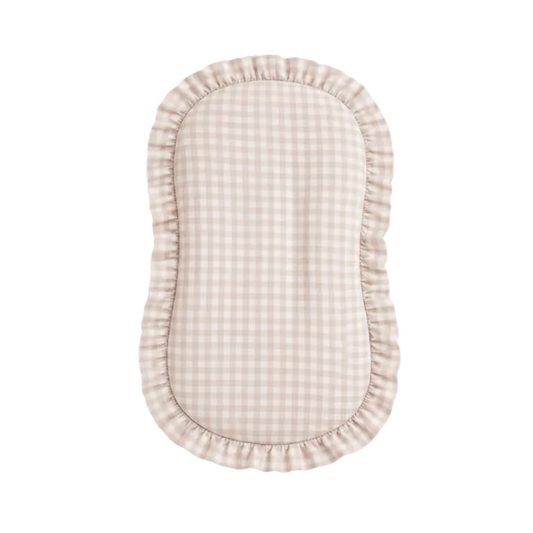 Beige Gingham Ruffle Baby Lounger Cover