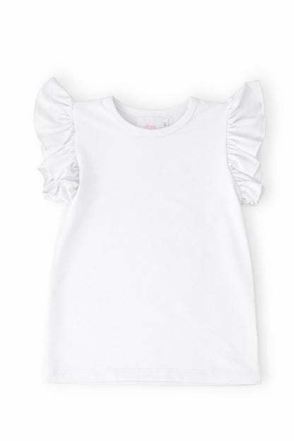 White S/S Ruffle Tee