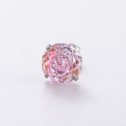 High-end, Brilliantly Reflective Octagonal Millennium Rose-cut Cubic Zirconia Stud Earrings