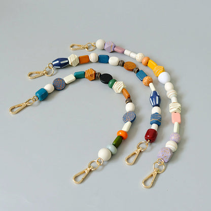 Fashionable Colorful Retro Handmade Wooden Chain Short Handbag Carrying Chain