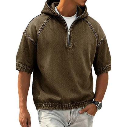 Sports Hoodie With A Half-zip And Hood