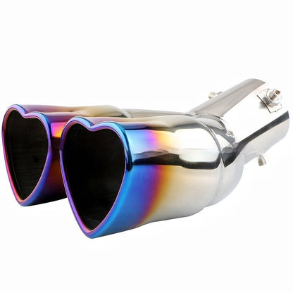 Single-out Double-tube Thickened Heart-shaped Exhaust Pipe, Personalized
