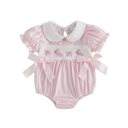 Baby Girl Long-sleeve Romper With A Ruffled Collar