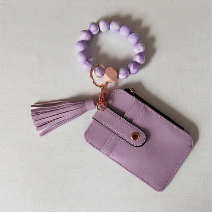 Silicone Bead Bracelet Leather Wallet