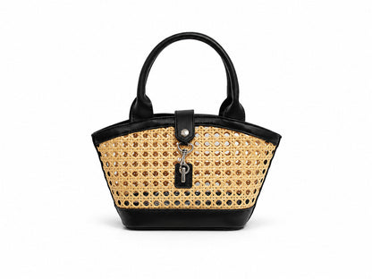 Handwoven Rattan Hollowed-Out Holiday Handbag