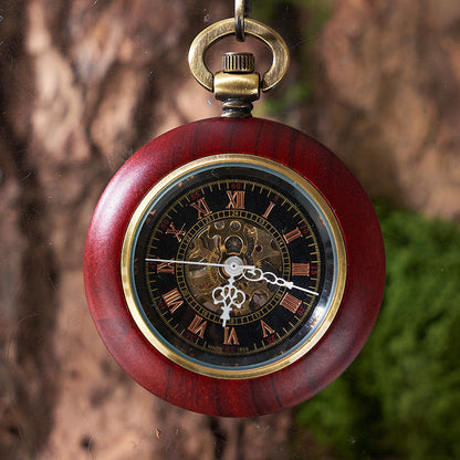Small Mahogany Automatic Mechanical Pocket Watch