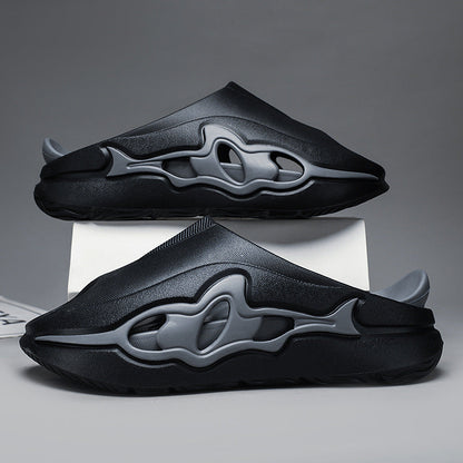 Sports-style Non-slip Deodorizing Thick-soled Shark Slippers For Home Use