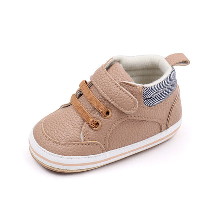 Fashionable Solid-color PU Leather First-walker Shoes For Babies