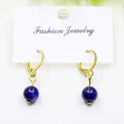 Natural Stone Silver Glittering Amethyst Earrings