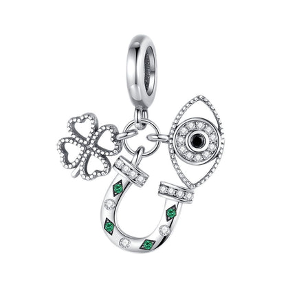 DIY Silver-Plated Pendant Charming Heart Lucky Bracelet Beaded Necklace
