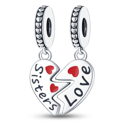 DIY Sisterhood Heart-shaped Bead Pendant Jewelry Accessory