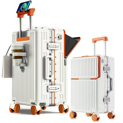 Frame Luggage, Front Open Lid Luggage, 20 Inch 24 Inch Large Capacity, TSA Lock, Universal Wheel Aluminum Frame Luggage, Sturdy And Durable Bag Set