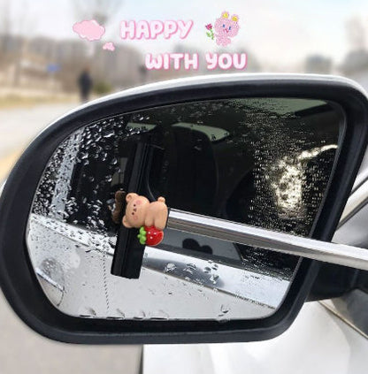 Car Rearview Mirror Wiper Retractable Portable Rainy Cleaning Supplies Rearview Mirror Water Remover Glass Rain Cleaning Tool