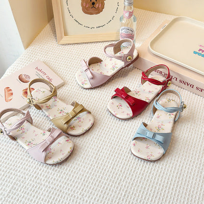 Summer New Korean-style Girls Princess Shoes With A Bow And A Strap Across The Foot
