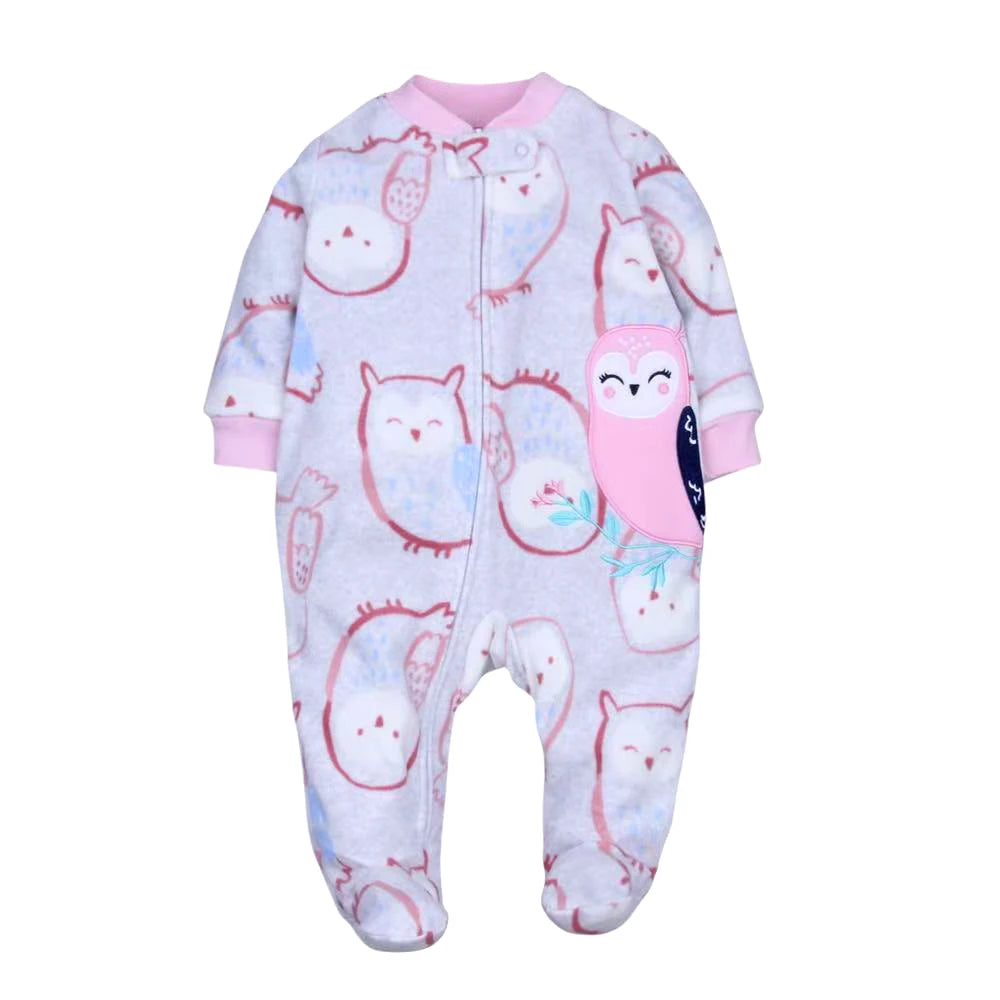 Newborn Baby Romper Spring Autumn Fleece Zipper Boy Girl Pajamas Outfit Animal Jumpsuit Infants Clothing 0 -12 Months