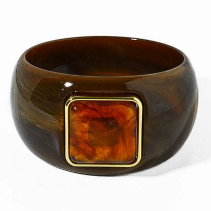 Retro Ombre Gold-Edged Square Resin Bracelet
