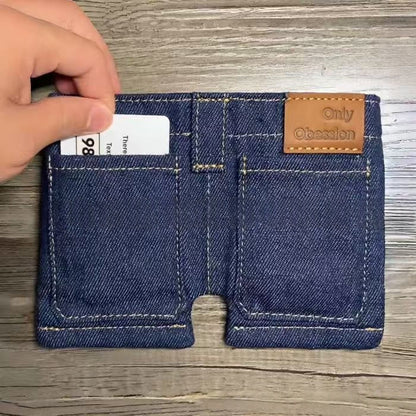 Jeans Wallet Foldable Denim Shaped Coin Purse And Card Holder