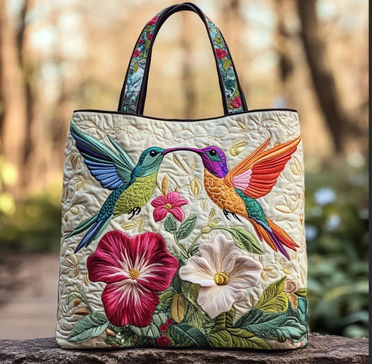 Digital-print Quilting Tote Bag, Commuter Casual Cotton-padded Jacket Bag