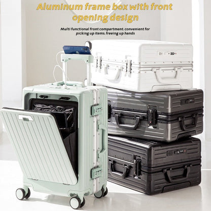20 Inch 24 Inch Aluminum Frame Luggage Compartment, Front Opening Luggage Compartment, TSA Lock, Silent Rotating Wheel, Business Travel Hand Held Rolling Case