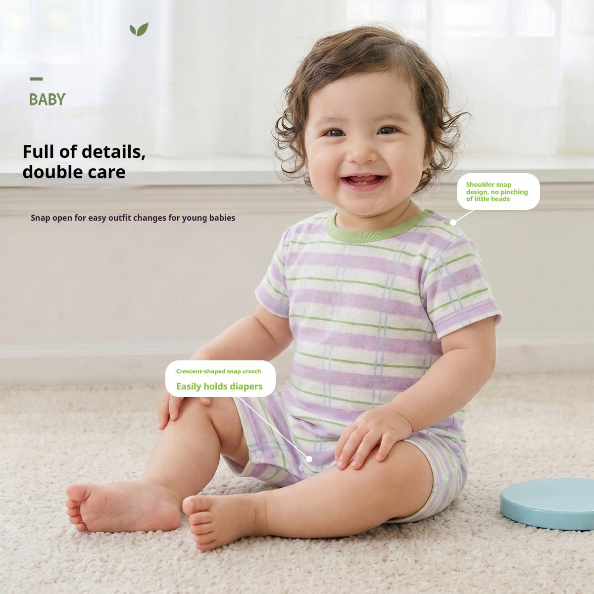 Baby Mesh Breathable Thin Short-sleeve Onesie