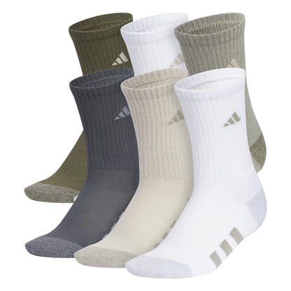 Adidas Boys Athletic Cushioned Crew Socks | 6-Pairs| For Kids, Boys and Girls | Durable, breathable fabric ready for Sport | Medium | Silver Pebble Grey/Putty Grey/White - # BOAA13810003 & BOAA12810004 & BOAA11810001
