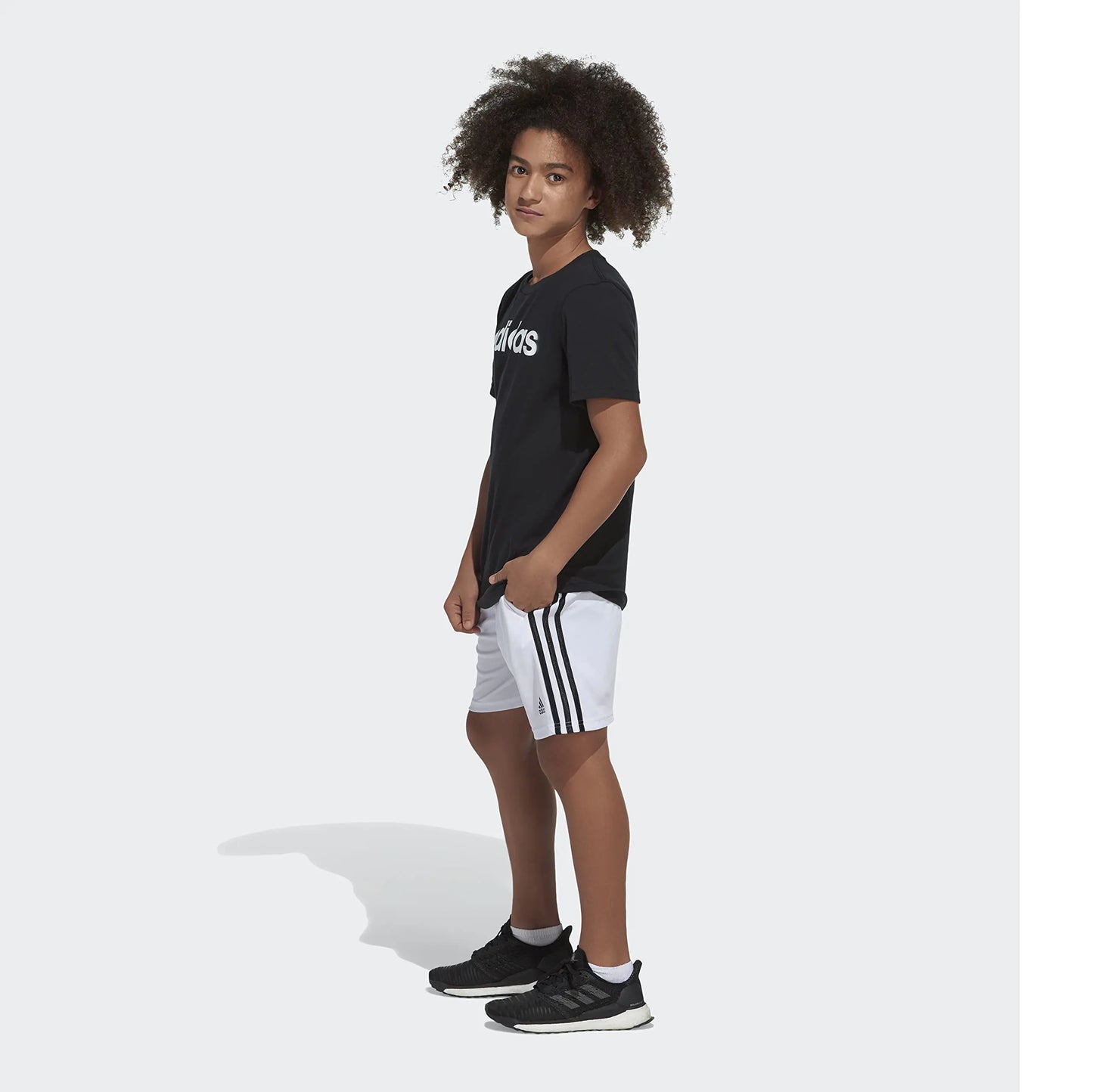 adidas boys Classic 3-stripes Shorts 7 White - # BOAA11610001
