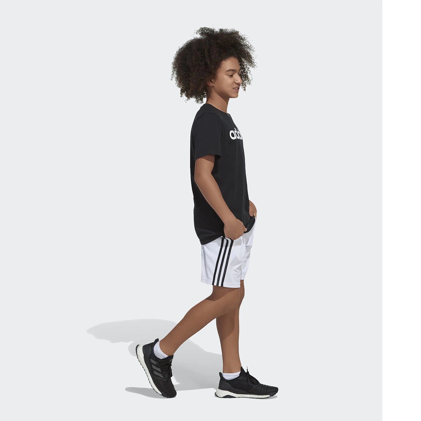 adidas boys Classic 3-stripes Shorts 7 White - # BOAA12610001