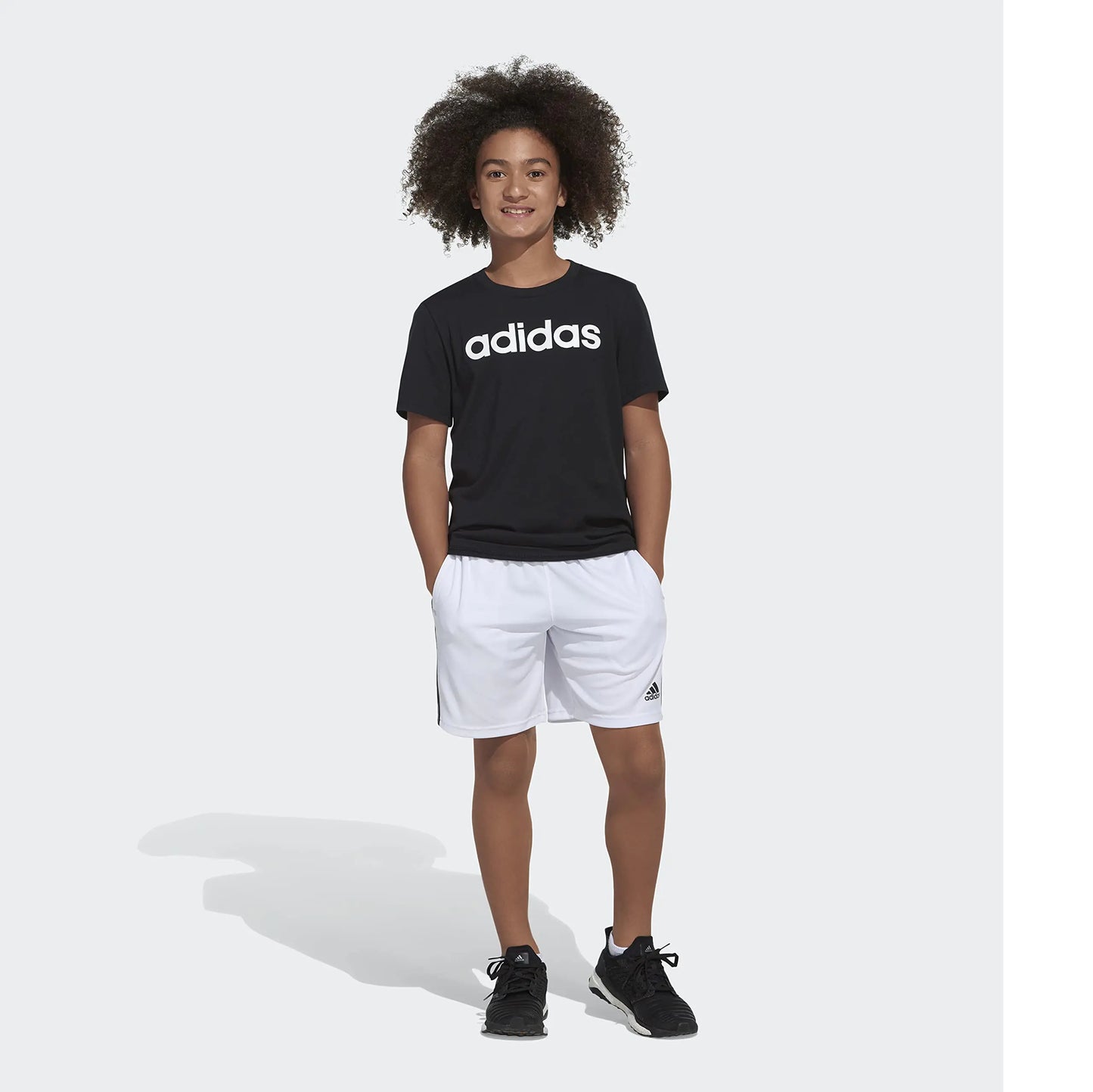adidas boys Classic 3-stripes Shorts 7 White - # BOAA13610002