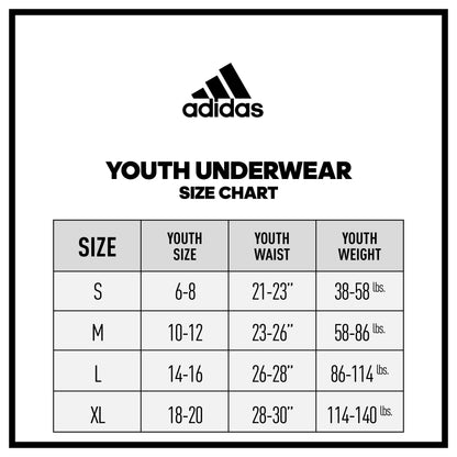 adidas Kids-Boy's Performance Boxer Briefs Underwear (4-Pack) Large Black/Solar Blue/Semi Solar Slime Green - # BOAA121410001