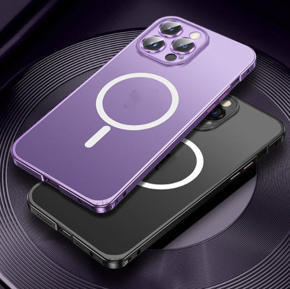 Magnetic Spring Buckle Metal Frame Phone Case Frosted