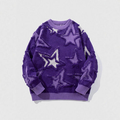 American-style Vintage Star Jacquard Sweater