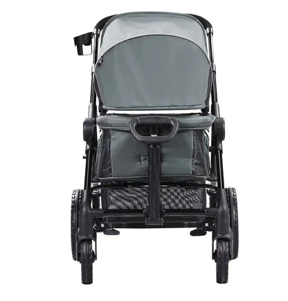 All-Terrain Stroller Wagon, 2 Seats Foldable | Expedition 2-in-1 Collapsible Wagon Stroller, Includes Canopy, Parent Organizer, Snack Tray Cup Holders | 55lbs For Single Seat | Dark Grey Black - # BAGEG11010009