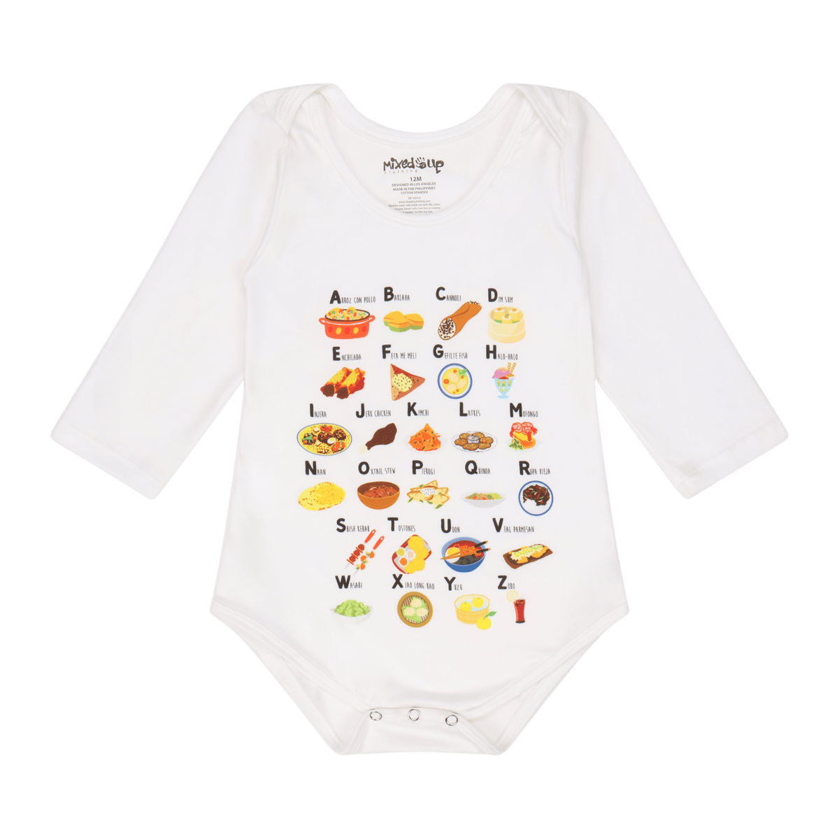 Alphabet Long Sleeve Baby Bodysuit | Multicultural Kids Wear