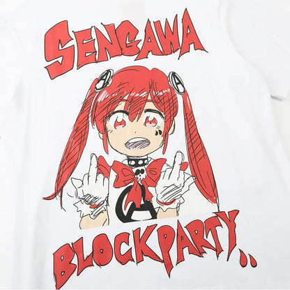 Anime Cartoon Girl Printed Short Sleeve T-Shirt - # GIAA23510028