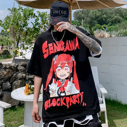 Anime Cartoon Girl Printed Short Sleeve T-Shirt - # GIAA23510028