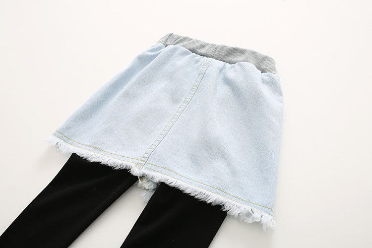 Autumn New Korean Style Girls Denim Skirt Pants - # GIAA21710001