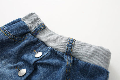 Autumn New Korean Style Girls Denim Skirt Pants - # GIAA21710001