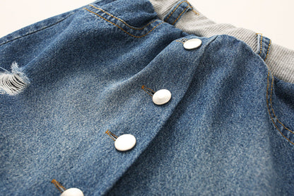 Autumn New Korean Style Girls Denim Skirt Pants - # GIAA21710001