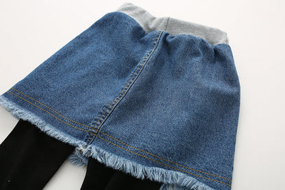 Autumn New Korean Style Girls Denim Skirt Pants - # GIAA21710001