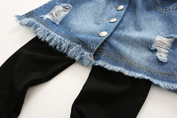 Autumn New Korean Style Girls Denim Skirt Pants - # GIAA21710001