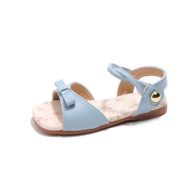 Summer New Korean-style Girls Princess Shoes With A Bow And A Strap Across The Foot