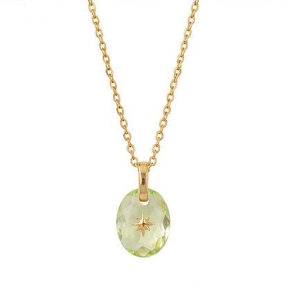 Vintage-style Natural Stone Twelve Zodiac Birthstone Star Pendant Titanium Steel Necklace