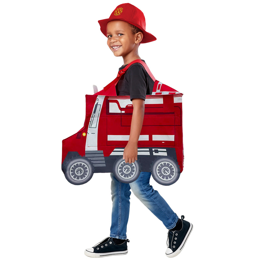 Halloween Children's Firefighter Costume Fire Truck Performance Outfit