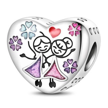 DIY Sisterhood Heart-shaped Bead Pendant Jewelry Accessory