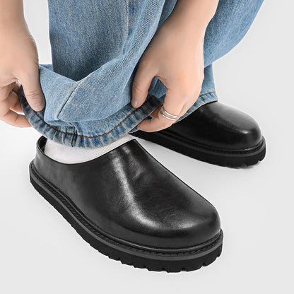 Retro Chunky-Soled Elevator Slip-On Casual Outdoor Slippers