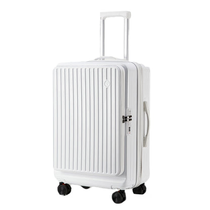 Front Opening Expandable Carry On Luggage, Large And Medium Sized Cabin Bag, Made Of Alloy Material, TSA Lock, USB Charging Port, Foldable Cup Holder